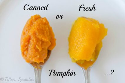 Image comparing canned versus fresh pumpkin